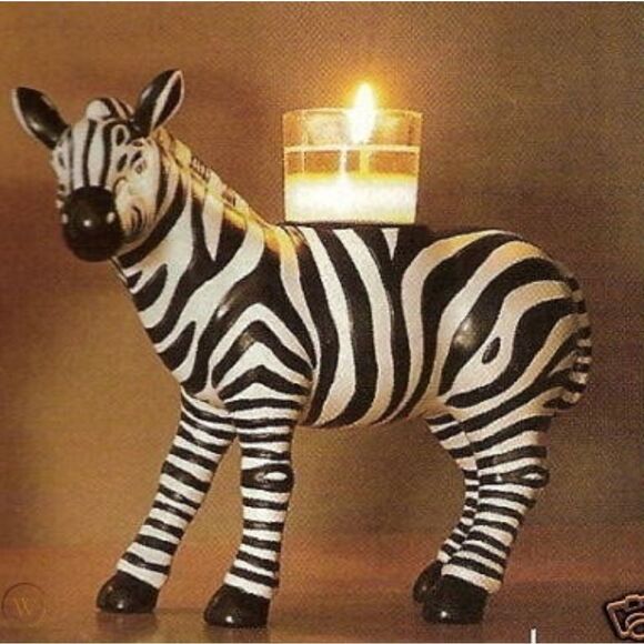 🩵PartyLite Zebra Votive/Tealight Candle Holder